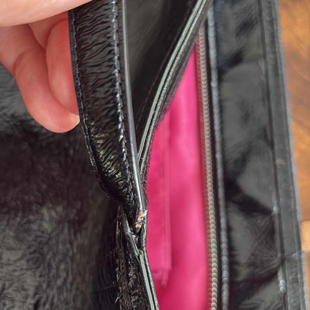 Coach Poppy Black Patent Leather Quilted Tote Bag - Picture 9 of 12